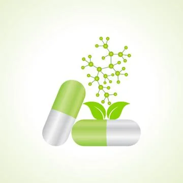 3d eco chemical atomic structure molecule model with capsule vector illustration 库存插图