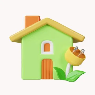 3D eco house with leaf. Render eco-friendly house for protect environment Fotos de archivo