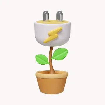 3d Eco plug line Environmentally friendly sources of energy. icon isolated on Stock Illustration