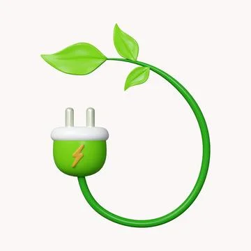 3d Eco plug line Environmentally friendly sources of energy. icon isolated on Stock Illustration