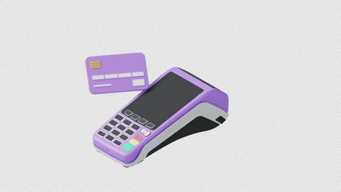 3D EDC Card Payment Terminal and Digital Transaction Illustration Video stock 344236489