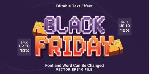 3d editable black friday pixelate text effect Illustrazione stock