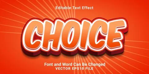 3d editable choice cartoon style text effect Illustrazione stock