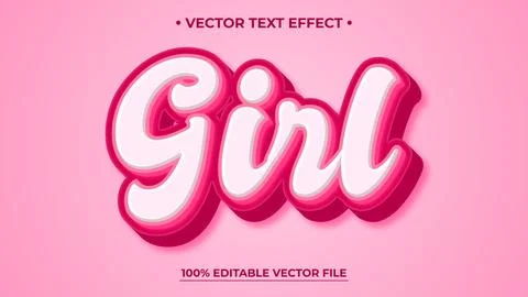 3d editable Girl text effect style typography Stock Illustration