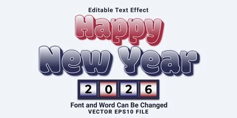 3d editable happy new year halftone style  text effect Illustrazione stock