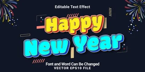 3d editable happy new year 2026 cartoon style text effect Illustrazione stock