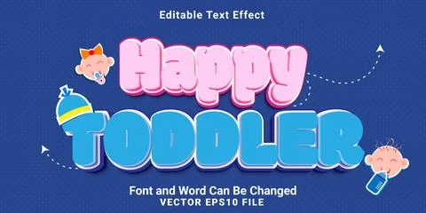 3d editable happy toddler text effect templates Stock Illustration