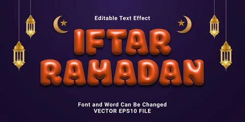 3d editable inflate iftar ramadan text effect Stock Illustration