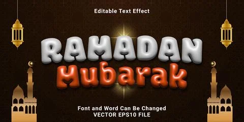 3d editable inflate ramadan mubarak text effect typhography logo design Illustrazione stock