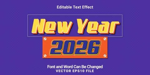 3d editable new year 2026 text box effect Illustrazione stock