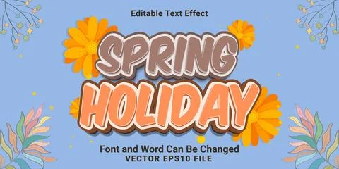 3d editable spring holiday cartoon style text effect Stock Illustration