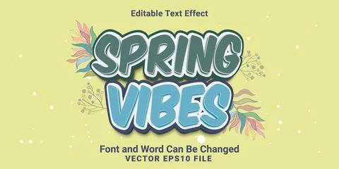 3d editable spring vibes cartoon style text effect Stock Illustration