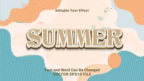 3d editable summer text effect Ilustração Stock