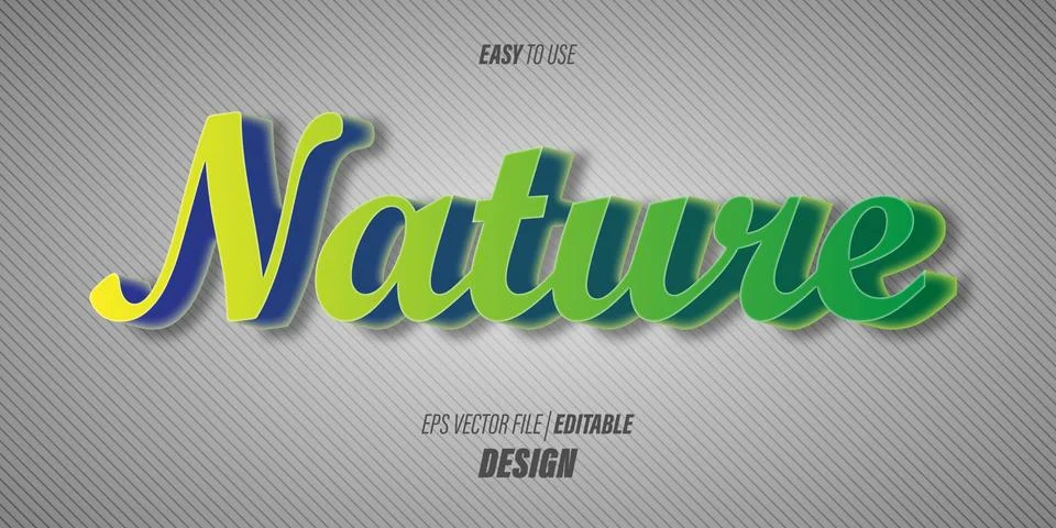 3D editable text effect with modern script fonts and soft green gradient colors  Stock Illustration