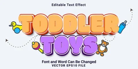 3d editable toddler toys text effect templates Illustrazione stock