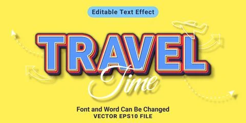 3d editable travel time text effect Illustrazione stock