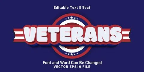 3d editable veterans text effect templates Stock Illustration