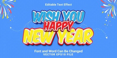 3d editable wish you hapyy nnew year 2026 cartoon style text effect Stock Illustration