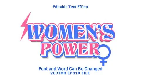 3d editable womens power text effect Stock Illustration