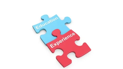 3d education and experience puzzle pieces coming together Stock Footage 61815835