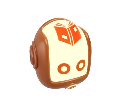 3D Educational Robot Head with Book icon Stock Illustration