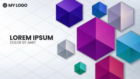 3D Effect Cube, Landing Page Template, Vector Illustration Stock Illustration