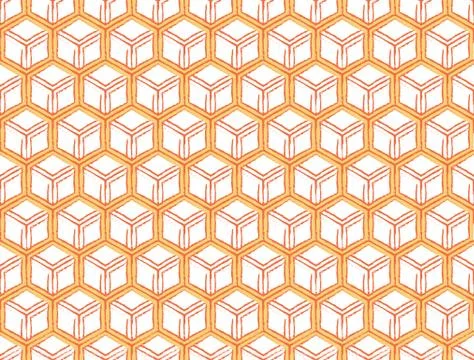 3D effect pattern of hexagonal orange Stock Illustration