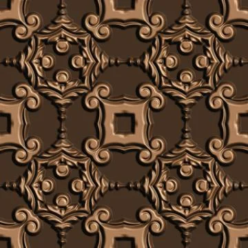 3D effect seamless background, wallpaper decoration brown leather pattern Stock Illustration