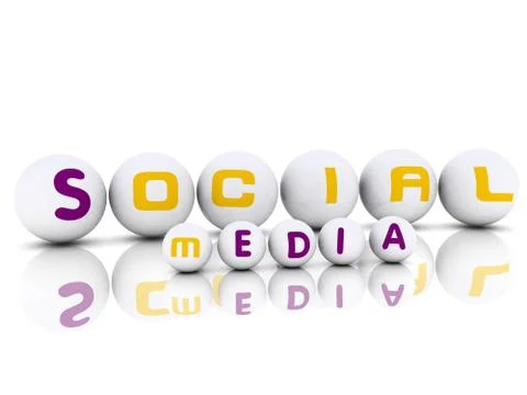 3d effect Spheres with label Social Media Stock Illustration
