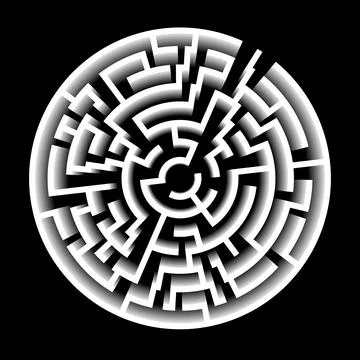 3D Effect Vector Maze. Circle Labyrinth Illustration Stock Illustration