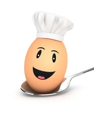 3d egg chef on spoon Stock Illustration