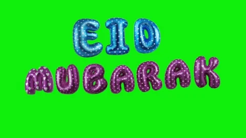 3D Eid Mubarak Balloon Text Animation on Green Screen Stock-Footage 341261732