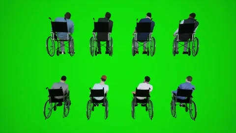 3D eight dimensional animation of a tailor in a wheelchair moving in the streets 스톡 동영상 251422491