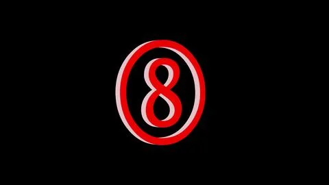 3d eight logo icon loopable red color on black background (2) Stock Photos