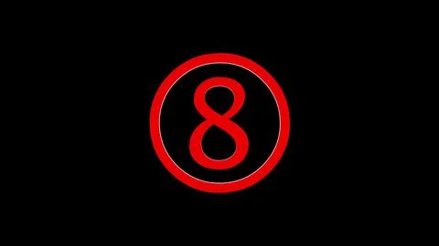 3d eight logo icon loopable red color on black background Stock Photos