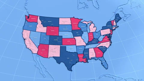 3D election map animation of the United States zooming into Massachusetts state Stock Footage 340658958