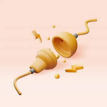 3D electric plug and socket isolated. 库存插图