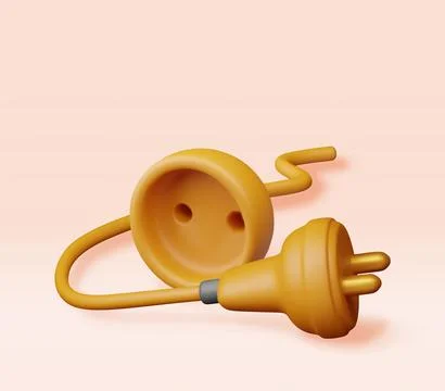 3D electric plug and socket isolated. 库存插图