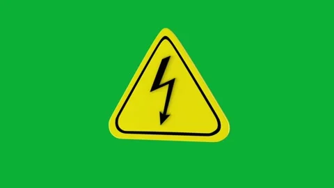 3D electric safety warning sign rotating loop on green screen background Stock Footage 313832956