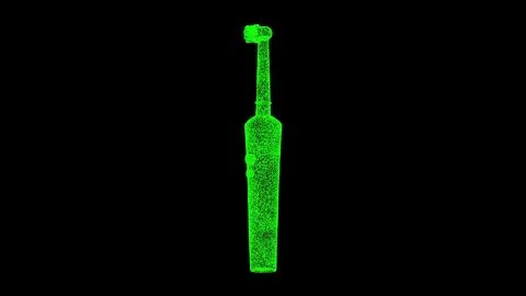 3D Electric toothbrush on black background. Object made of shimmering particl Ilustração Stock