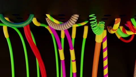 3D electrical wires in a bundle Stock Footage 122593514