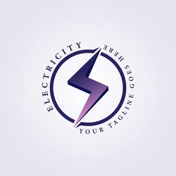3D electricity lightning volt logo vector illustration design, in the circle  Stock Illustration