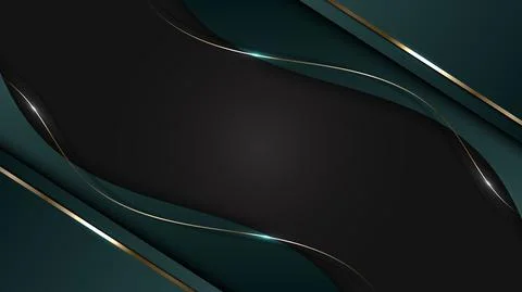 3D elegant abstract background green stripes wave shape with golden curve lin Stock Illustration