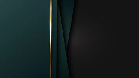 3D elegant abstract background green stripes overlapping layer with shiny gol Stock Illustration