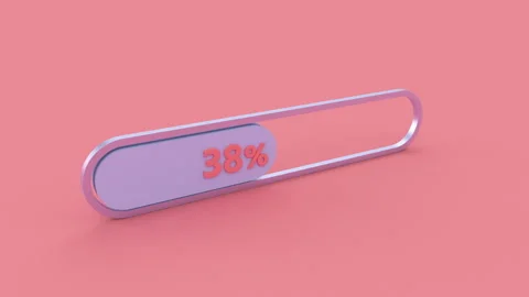 3d Elegant loading bar with pink numerals and silver frame.Growth in process exp Stock Footage 158169667