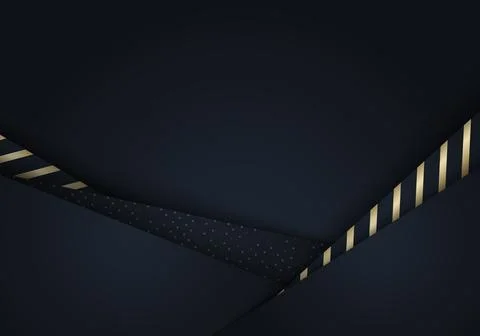 3D elegant template abstract background black paper art layer with gold strip Stock Illustration