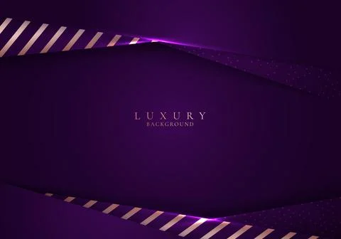 3D elegant template abstract background purple paper art layer with gold stri Stock Illustration