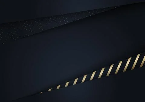 3D elegant template abstract background black paper art layer with gold strip Stock Illustration