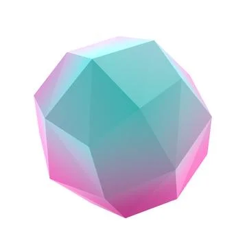 3d element polygon ball metal geometric shape. Realistic glossy turquoise and 스톡 일러스트