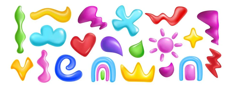3d element shape. Colorful geometric forms for design. Kid collection, abstract Stock Illustration